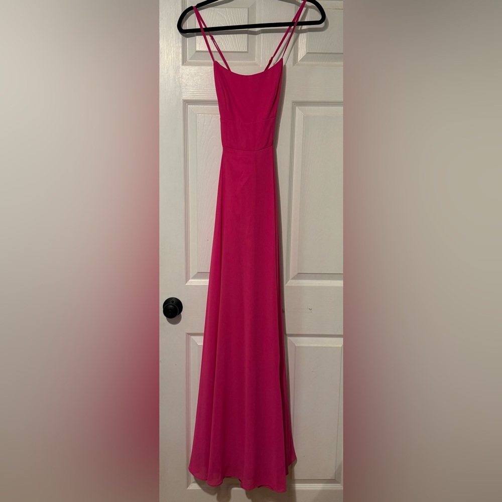 Lulu’s Dreamy Romance Hot Pink Backless Maxi Dress